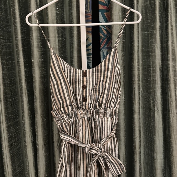FIKA the BRAND Size Small Striped Jumpsuit Belted Adjustable Linen Fabric EUC - Picture 1 of 8